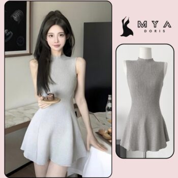 Váy Len Dệt Kim Sát Nách Cổ Cao MYA Dáng Chữ A Thời Trang Mùa Hè